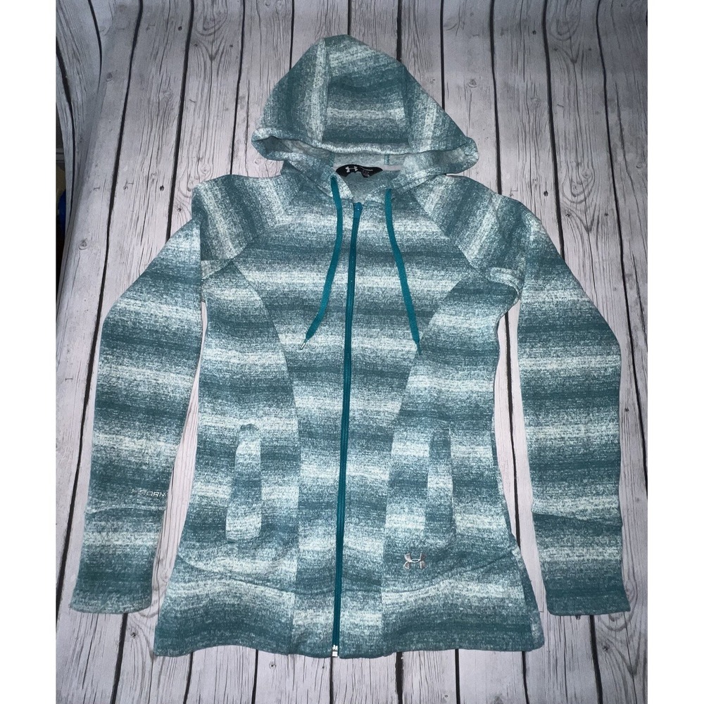 Under Armour Jacket Hoodie Coat Stripe Women's Medium  Space Dye Blue